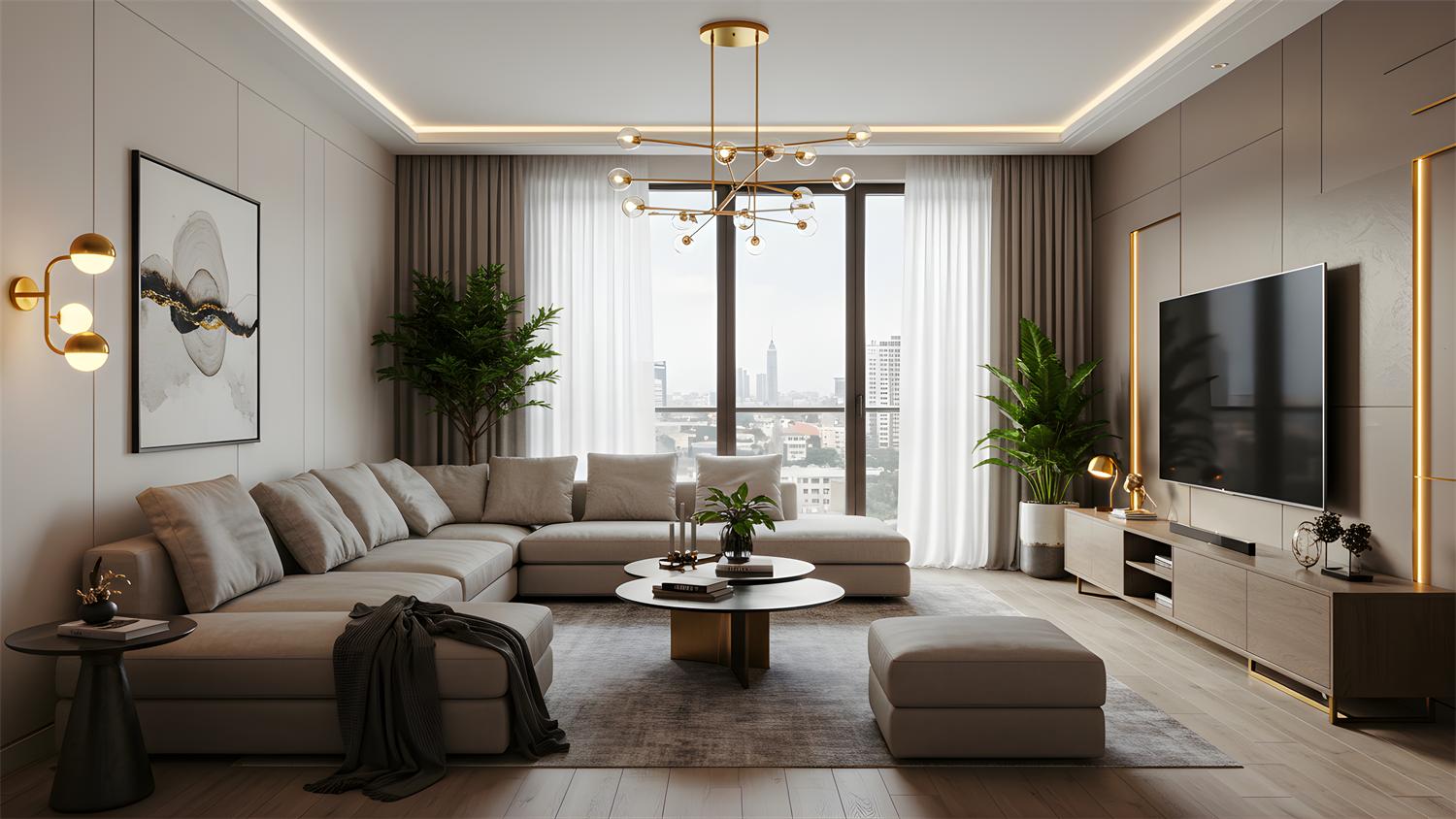 Fully furnished living area at J7 Icon