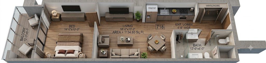 J7 Icon 1 bedroom apartment layout