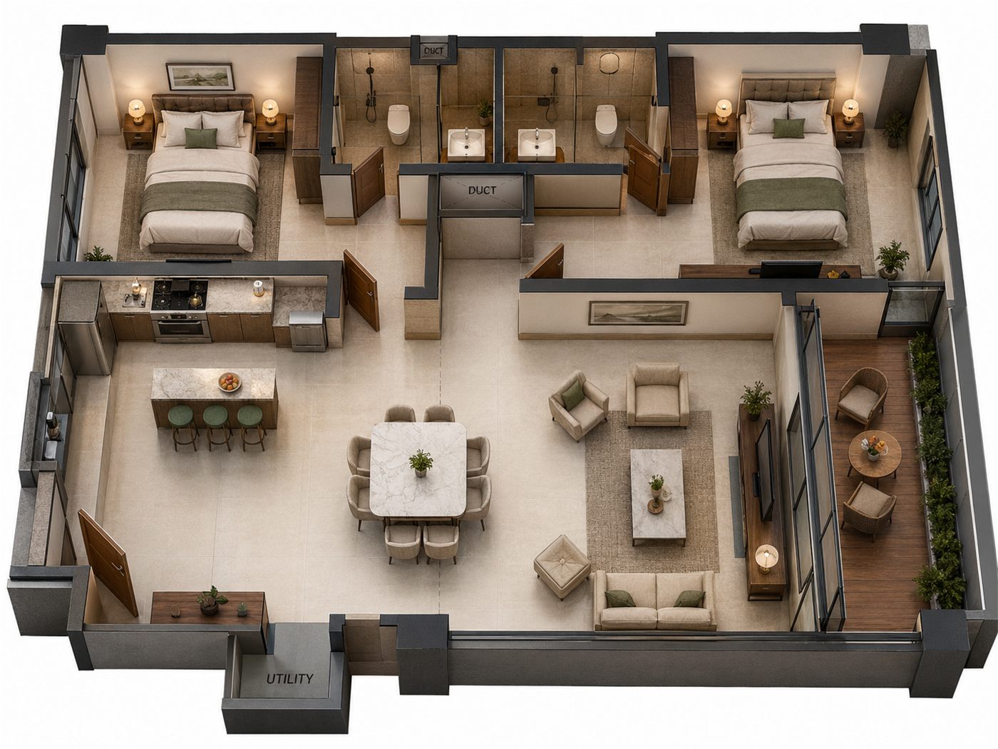 J7 Icon 2 bedroom apartment layout