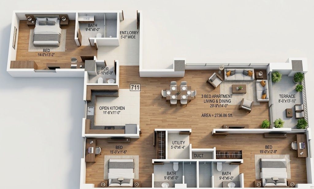 J7 Icon 3 bedroom apartment layout